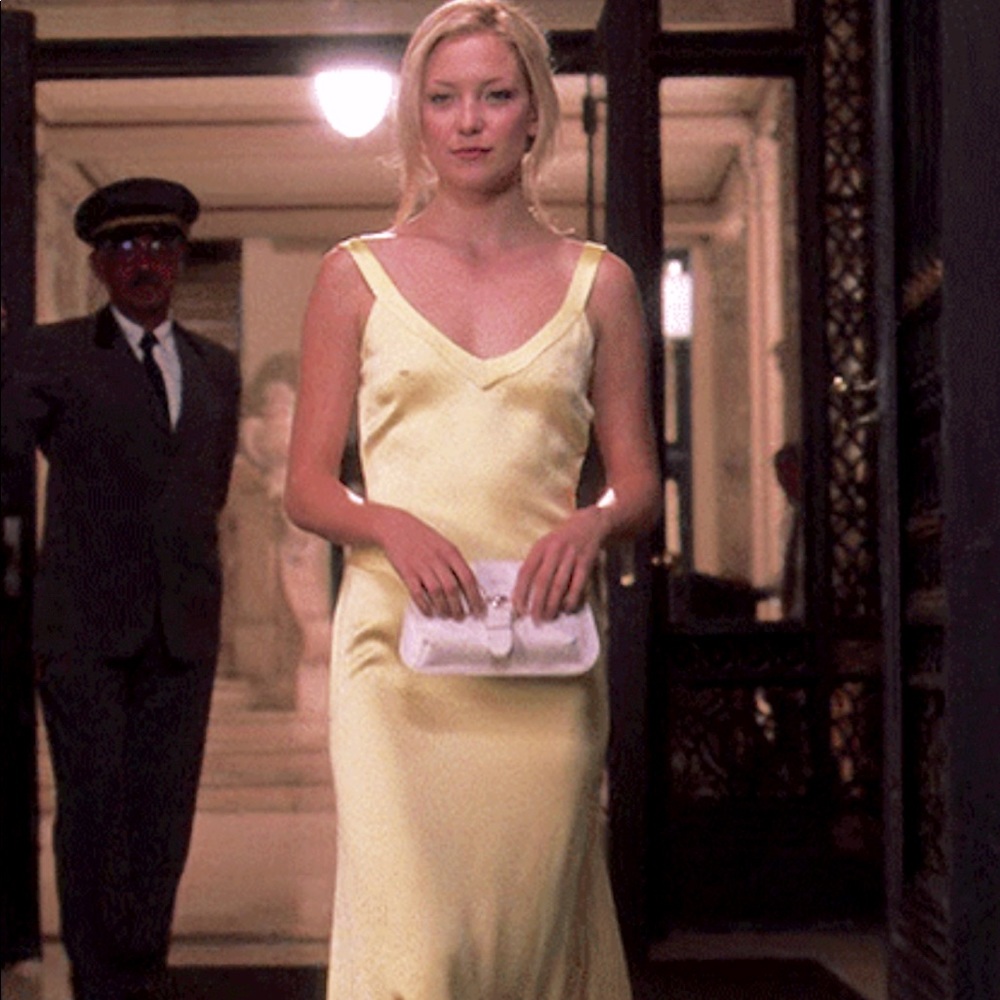 Cache Pale Yellow Satin Slip Dress